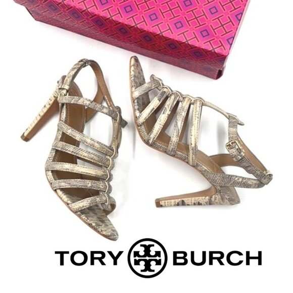 Tory Burch Shoes - TORY BURCH Charlene Leather Lizard Print Sandal Heel NEW! SZ 8